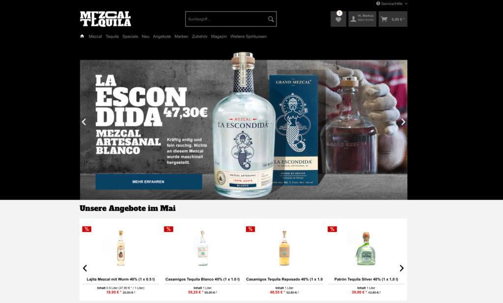 Der Webshop ist seit März 2019 online: mezcal-tequila.de